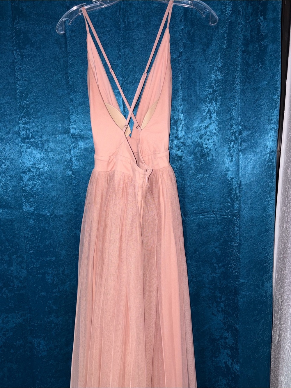 New Gorgeous LUXXEL Dusty Rose Tulle Maxi Dress Size S - Picture 8 of 14